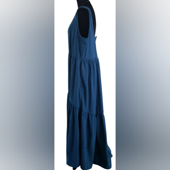 JS 2XL Tiered Cottage Casual Chore Pockets Farmhouse Smocked Midi Maxi Dress - Picture 8 of 11